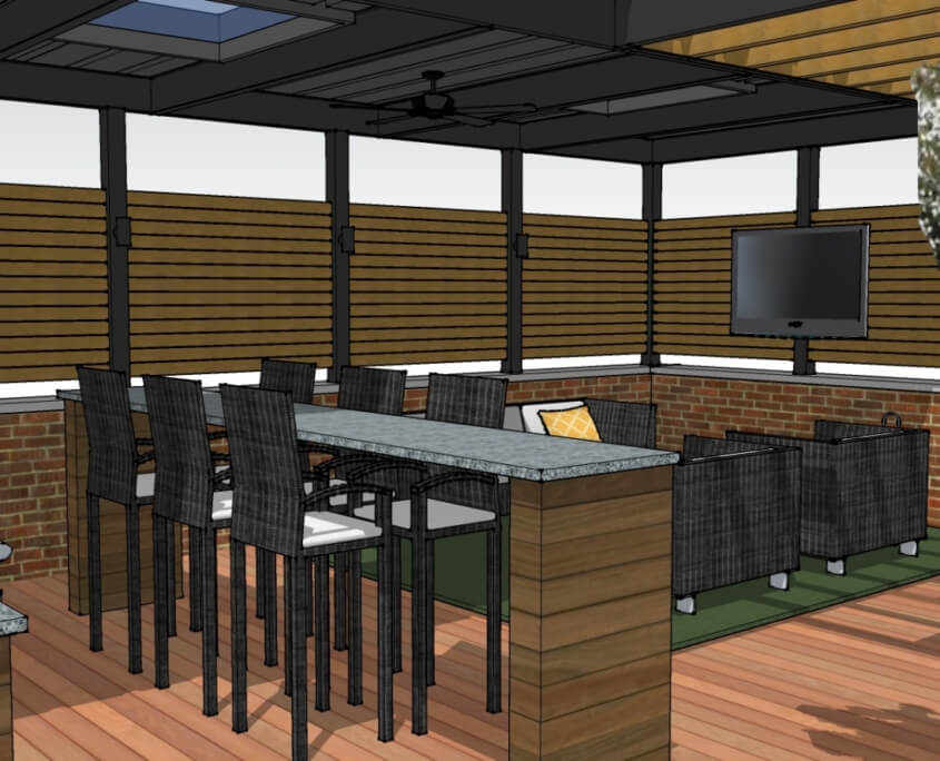 Garage Roof Deck Island With Stools Lakeview Chicago