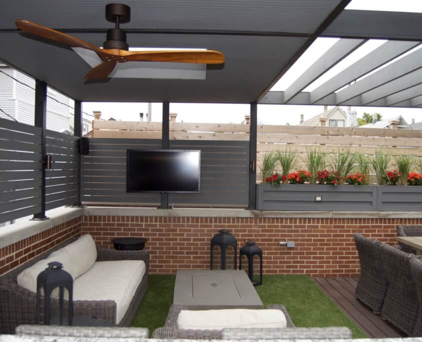 Garage Roof Deck Outdoor Furniture TV Lakeview Chicago