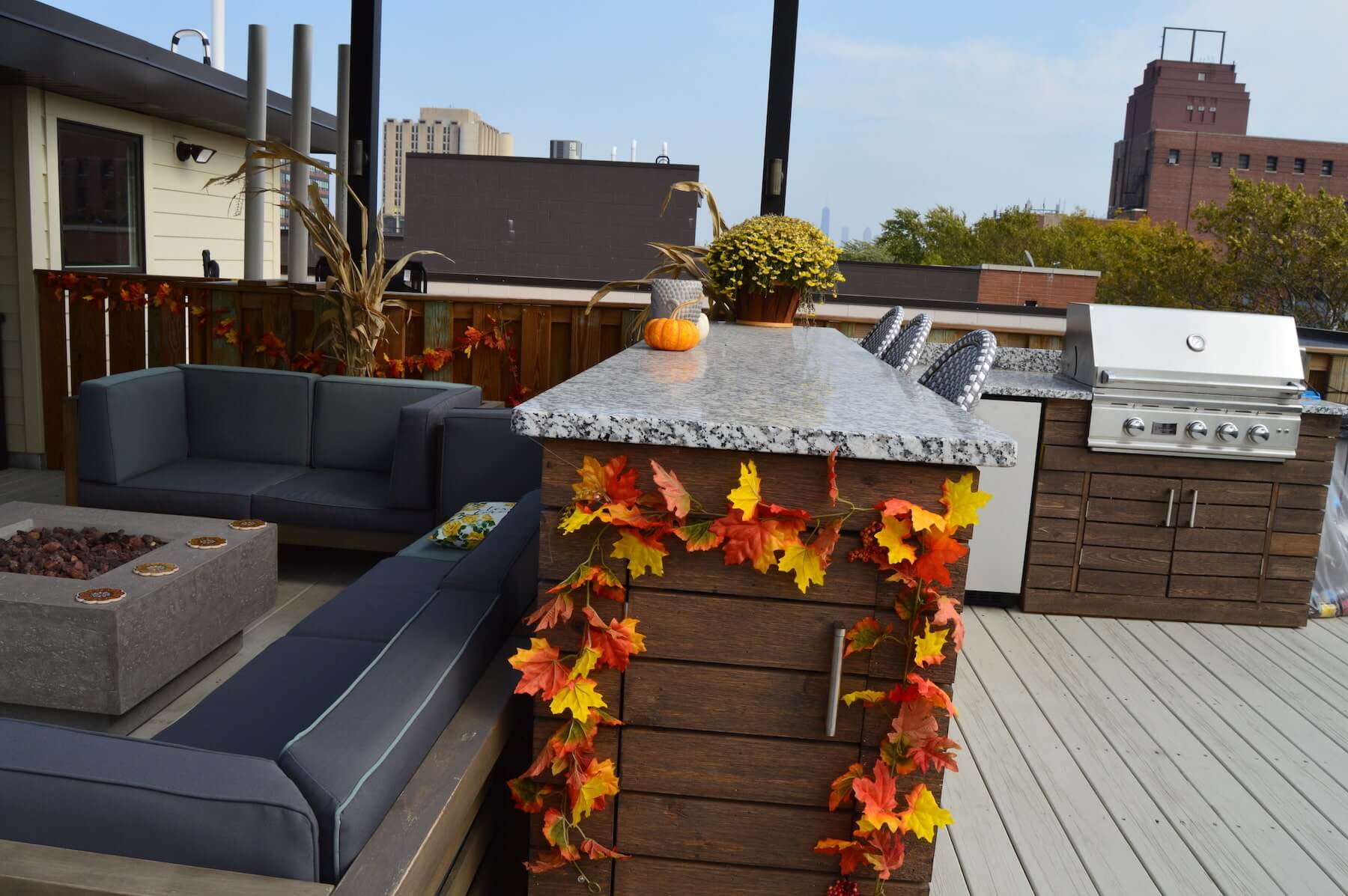 Curated visual reference: Rooftop Deck With Fire Pit Reference: Roof Deck Fire Pit Outdoor Kitchen Bar Chicago Il