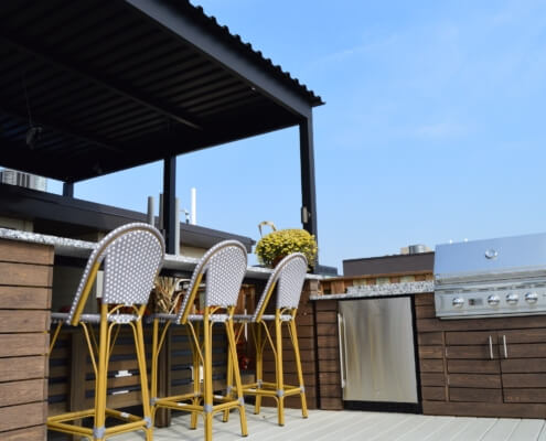 rooftop deck outdoor kitchen bar grill pergola chicago il