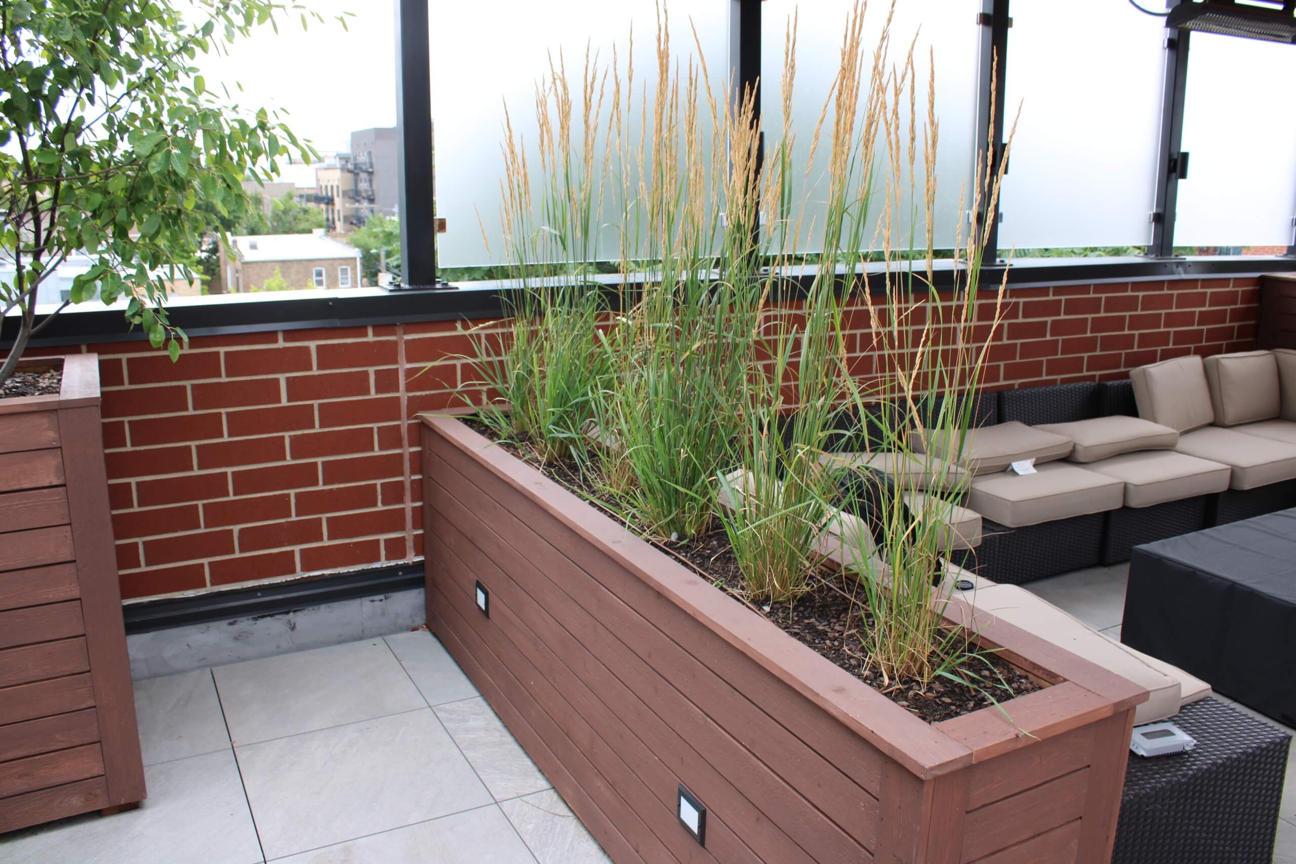 Custom planters on roof deck chicago il