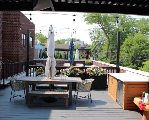 Roof deck dining set and buffet