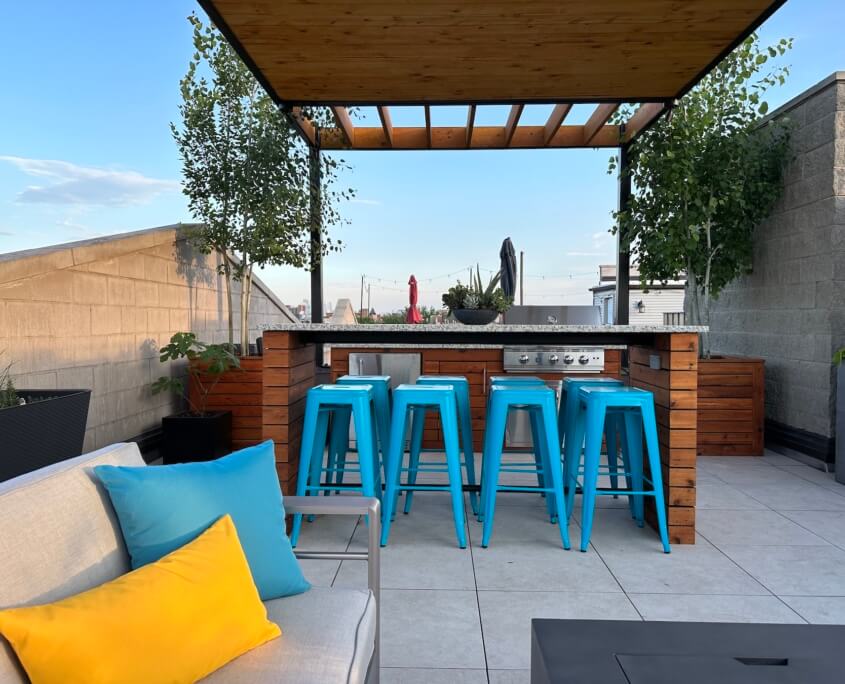 outdoor kitchen and pergola lakeview chicago