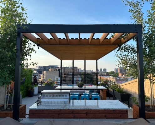 Rooftop deck pergola lakeview chicago