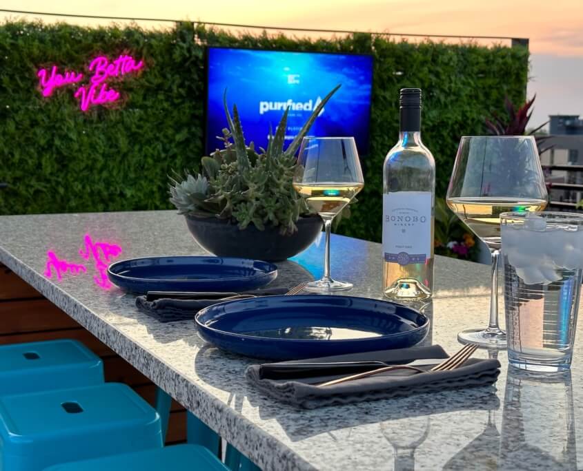 rooftop deck bar and tv