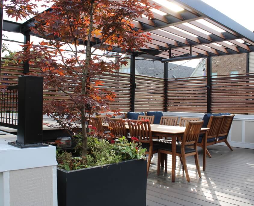Garage roof deck with dining lincoln park chicago il