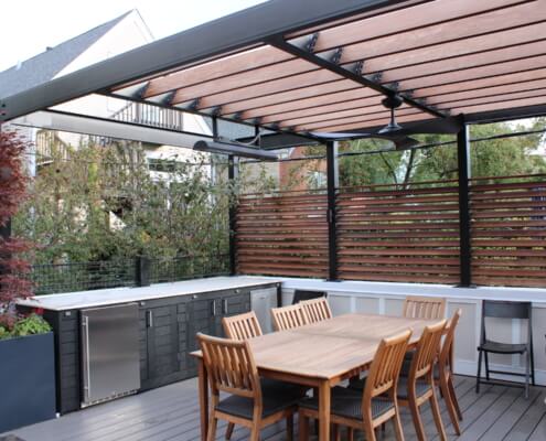 Garage roof deck with dining and buffet lincoln park chicago il
