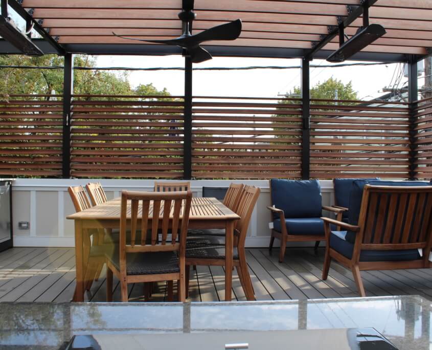 Garage roof deck with heaters and fan lincoln park chicago il