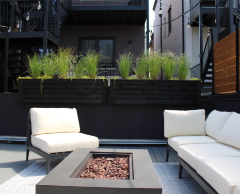 Custom planters fire pit lounge east village chicago