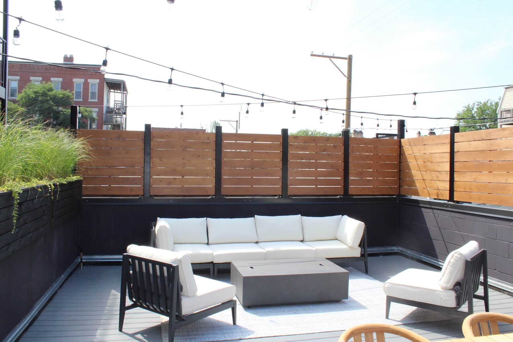 Fire Pit Lounge With String Lighting east village chicago