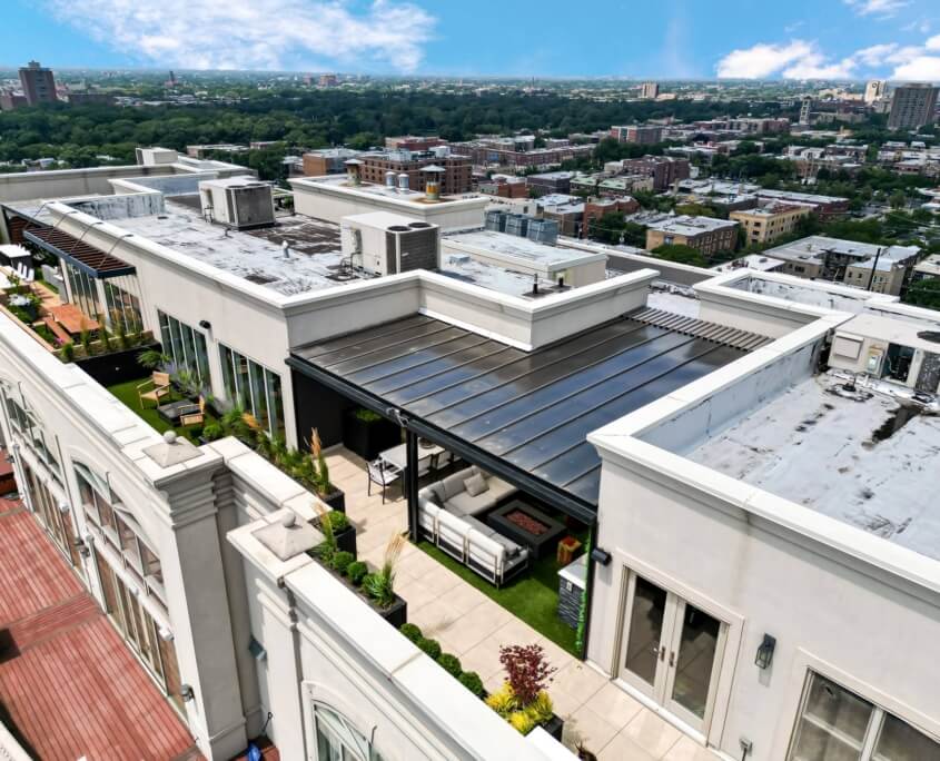 Birdseye view of rooftop